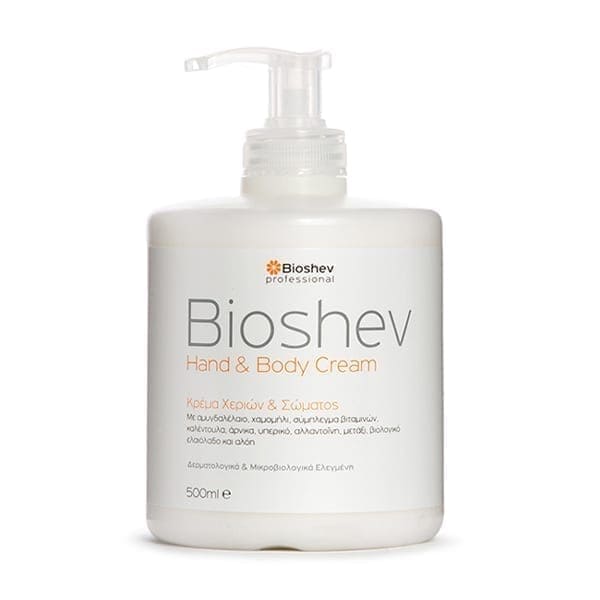 bioshev κρεμα χεριων σωματος BIOSHEV ΚΡΕΜΑ ΧΕΡΙΩΝ ΚΑΙ ΣΩΜΑΤΟΣ 500ml - Image 1