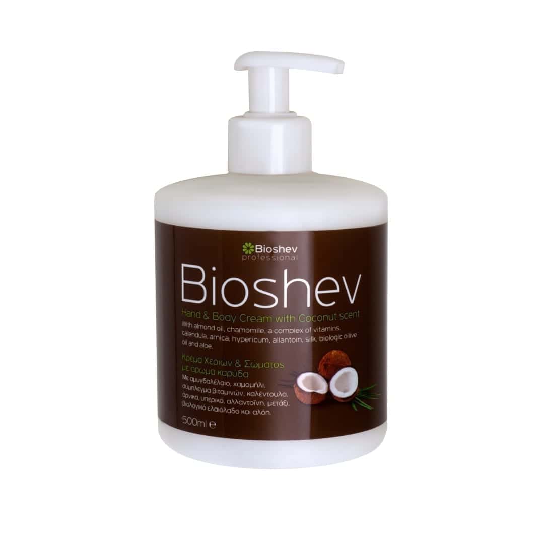 bioshev coconut BIOSHEV ΚΡΕΜΑ ΧΕΡΙΩΝ ΚΑΙ ΣΩΜΑΤΟΣ ΚΑΡΥΔΑ 500ml - Image 1