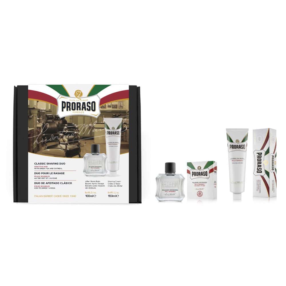 18096 PRORASO DUO PACK SHAVING GIFT SET SENSITIVE (SHAVING CREAM TUBE & AFTER SHAVE BALM) - Image 1