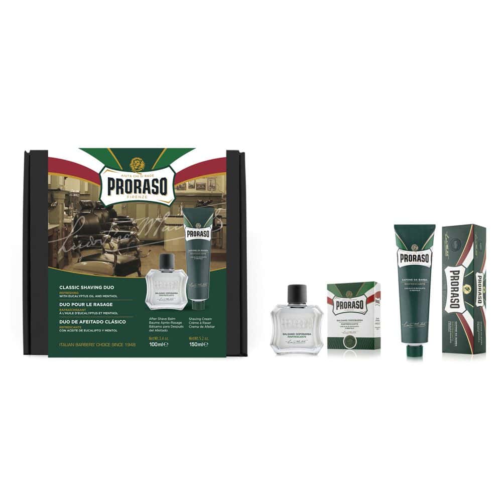 18097 PRORASO DUO PACK SHAVING GIFT SET REFRESHING (SHAVING CREAM TUBE & AFTER SHAVE BALM) - Image 1