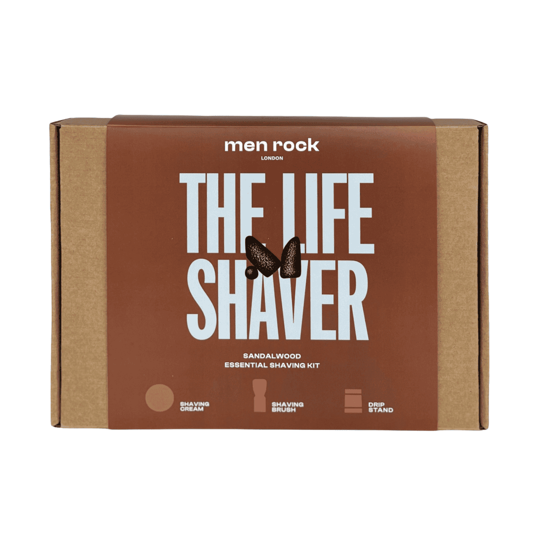 05-07-301-men-rock-set-dorou- (2) Σετ Δώρου Ξυρίσματος MEN ROCK Sandalwood - Shave Cream 100ml & Πινέλο με Βάση - Image 1