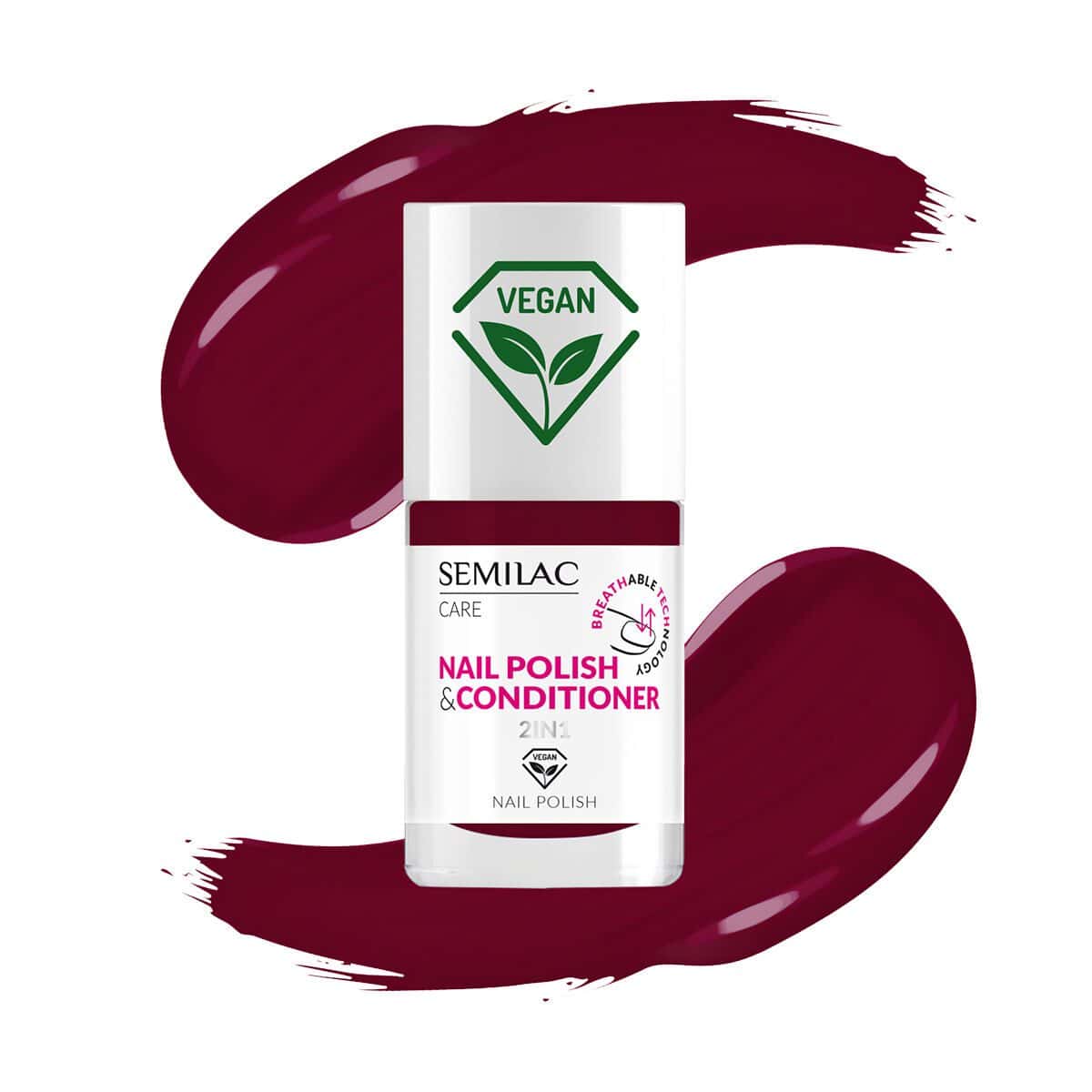 020 SEMILAC 2in1 BREATHABLE CLASSIC NAIL POLISH WITH CONDITIONER 7ml 020 χρωματιστό βερνίκι νυχιών με conditioner 7ml breathable 2in1 2 σε 1 Semilac