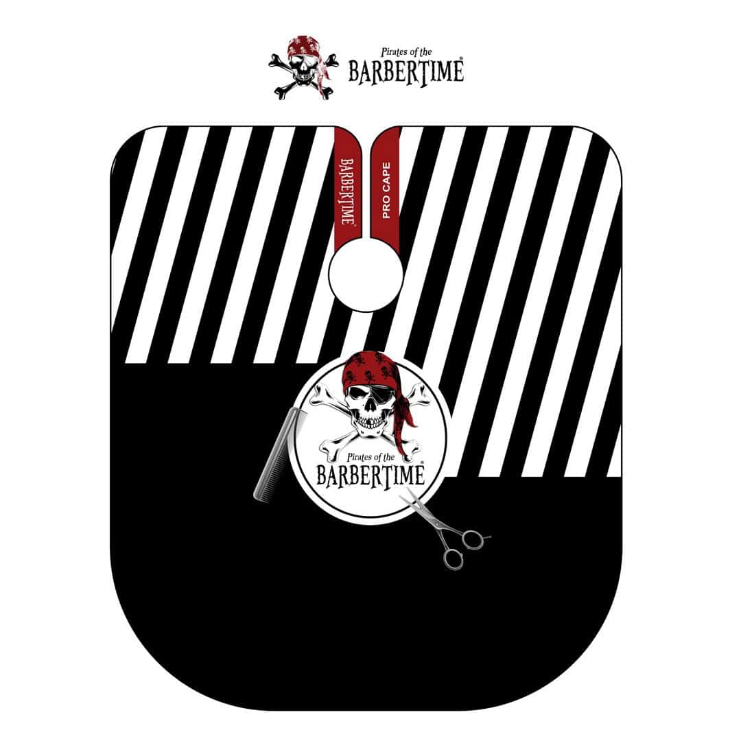 BARBERTIME ΜΠΕΡΤΑ ΚΟΥΡΕΜΑΤΟΣ BLACK WHITE BANDED PRO BARBER BARBERTIME μπέρτα κουρέματος black white banded Barber Pro πολυεστέρας