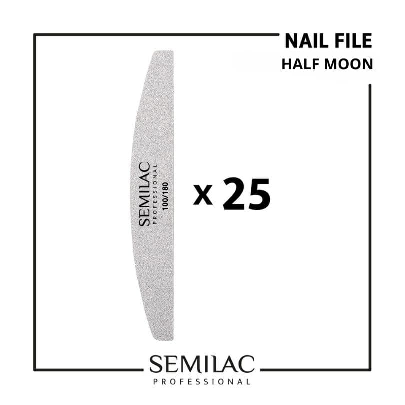 SEMILAC ΛΙΜΑ ΝΥΧΙΩΝ ΓΚΡΙ ΜΙΣΟΦΕΓΓΑΡΟ 100/180 25 ΤΜΧ Semilac λίμα νυχιών γκρι μισοφέγγαρο half moon 100/180 25 τεμάχια