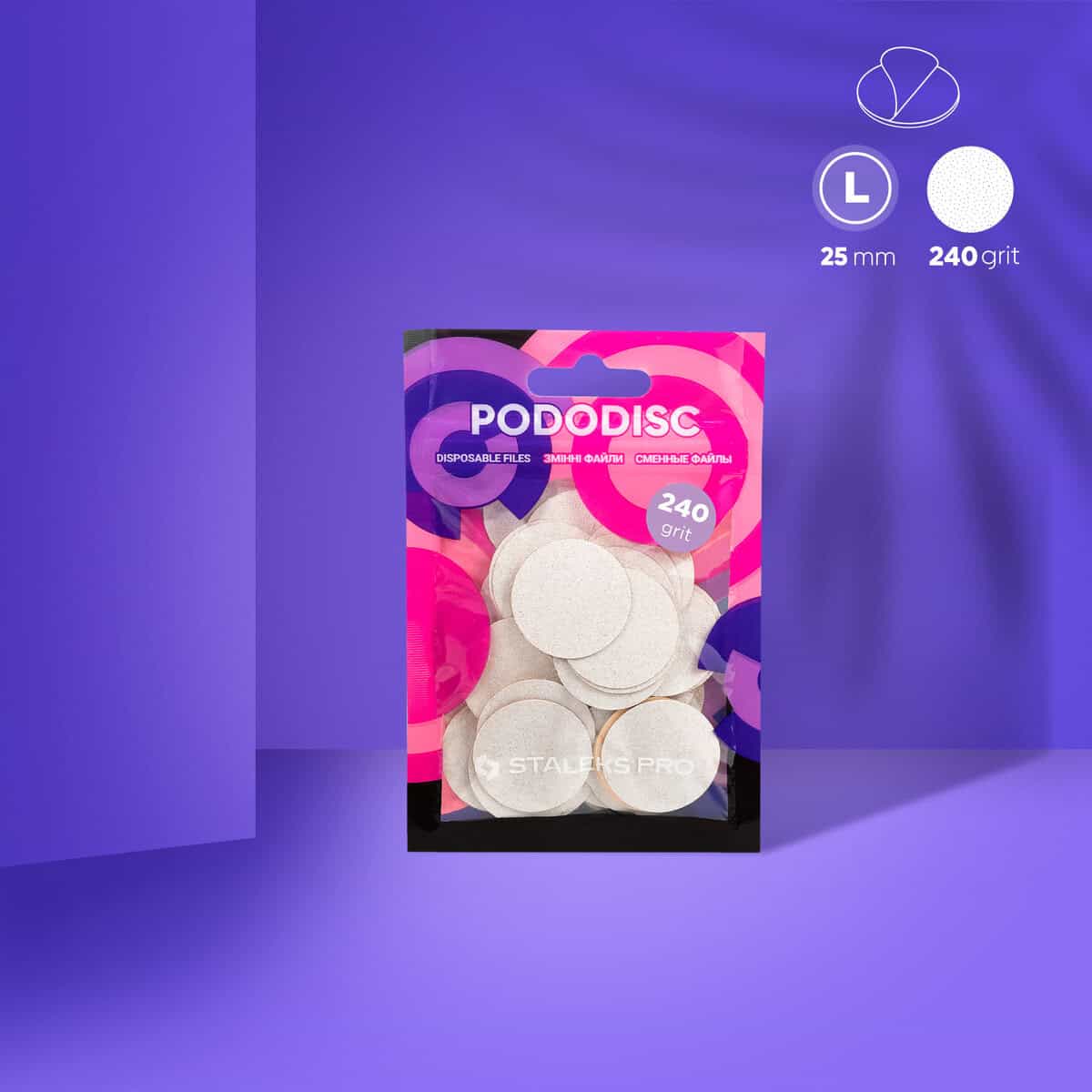 STALEKS PRO ΑΝΤΑΛΛΑΚΤΙΚΑ ΑΥΤΟΚΟΛΛΗΤΑ PEDICURE PADS ΜΙΑΣ ΧΡΗΣΗΣ PODODISC 25mm 240 grit 50τμχ Staleks Pro ανταλλακτικά αυτοκόλλητα pads μιας χρήσης Pododisc 25mm 240 grit 50 τεμάχια
