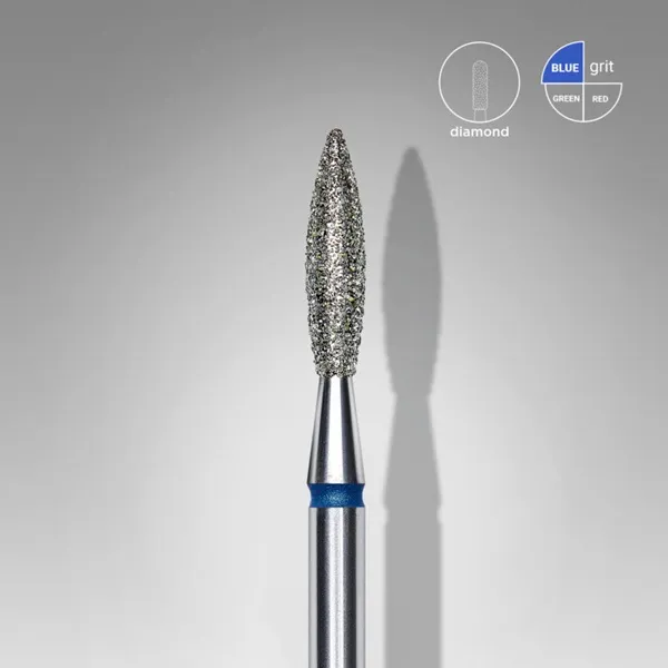Diamond nail drill bit flame blue EXPERT head diameter 2,3 mm / working part 10 mm