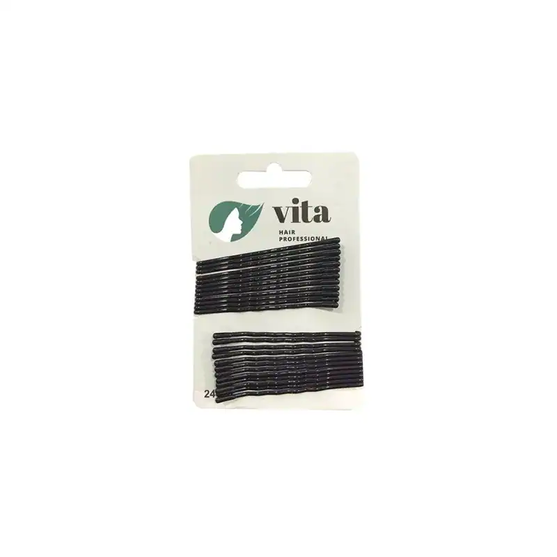vita-hp-70-70-mm-24- (1) VITA HAIR PROFESSIONAL ΤΣΙΜΠΙΔΑΚΙΑ ΜΑΛΛΙΩΝ ΜΑΥΡΟ70mm 24τμχ - Image 1